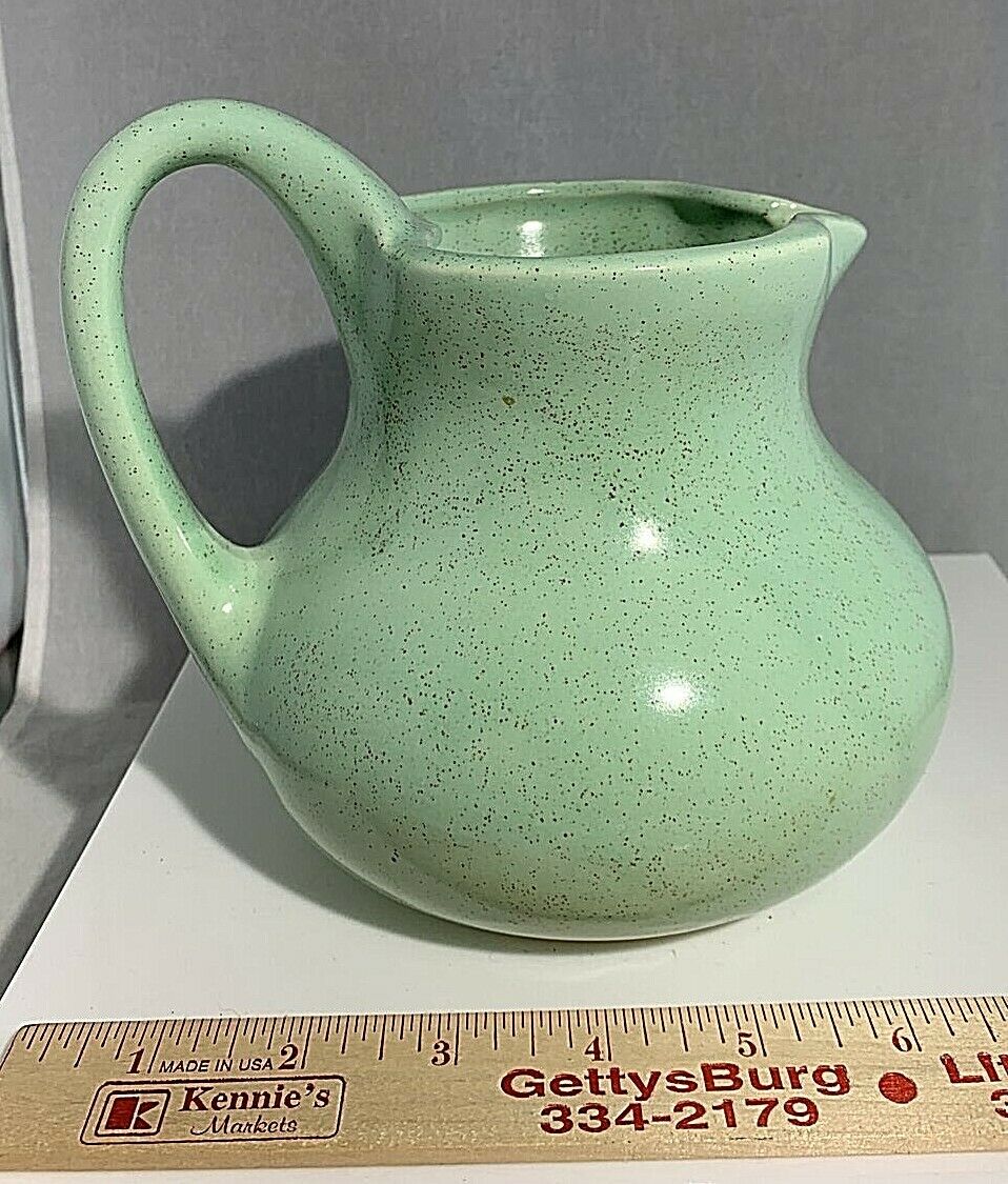 Vtg Brush Mccoy Pottery Usa #83 Celadon Light Green Speckled Stoneware Pitcher