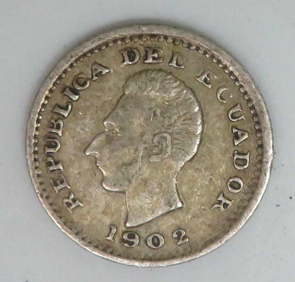 1902 Ecuador 1/2 Decimo *1.25g Of .900 Silver* Km#55.1 A076