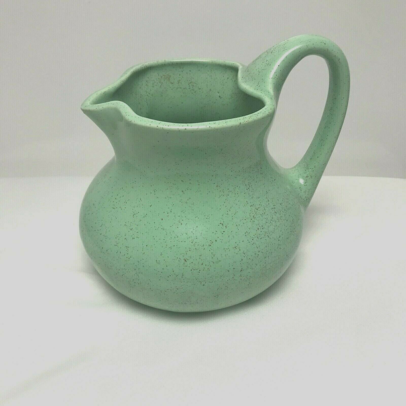 Brush Mccoy Pottery Usa #83 Celadon Light Green Speckled Stoneware Pitcher